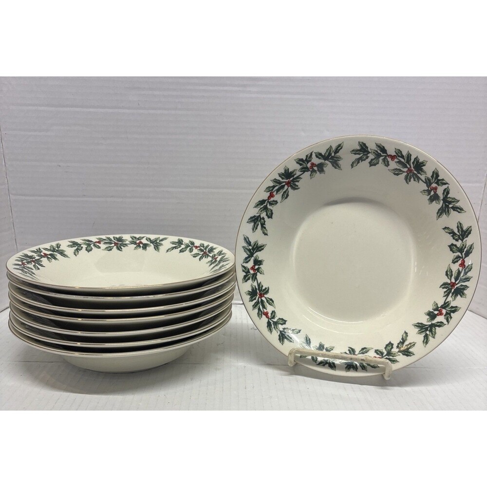 Baum Bros. Formalities Holly Collection Christmas Soup Bowls Set Of 8